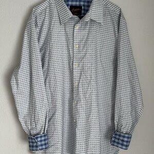 Egara Men's XL Slim Fit Stretch Non Iron Cotton Blend Blue Long Sleeve Shirt
